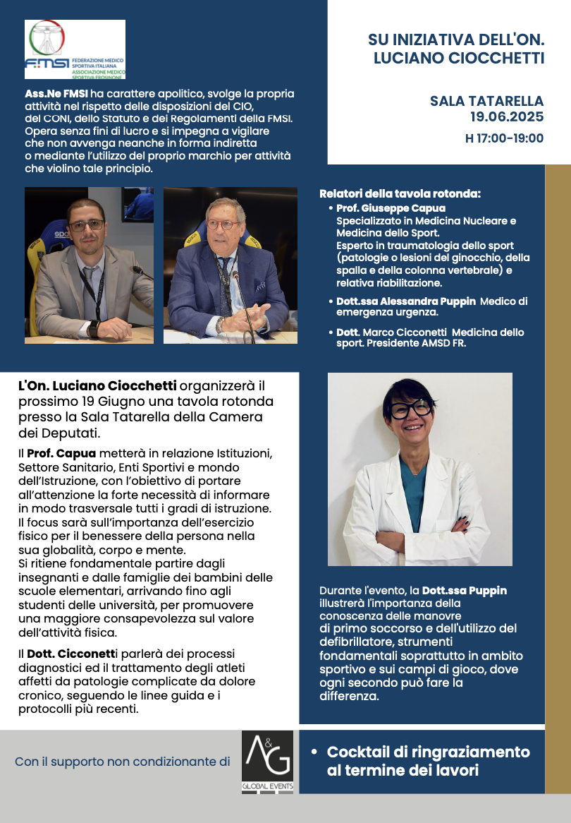 Medicina, sport, prevenzione, urgenze ed emergenze in ambito sportivo